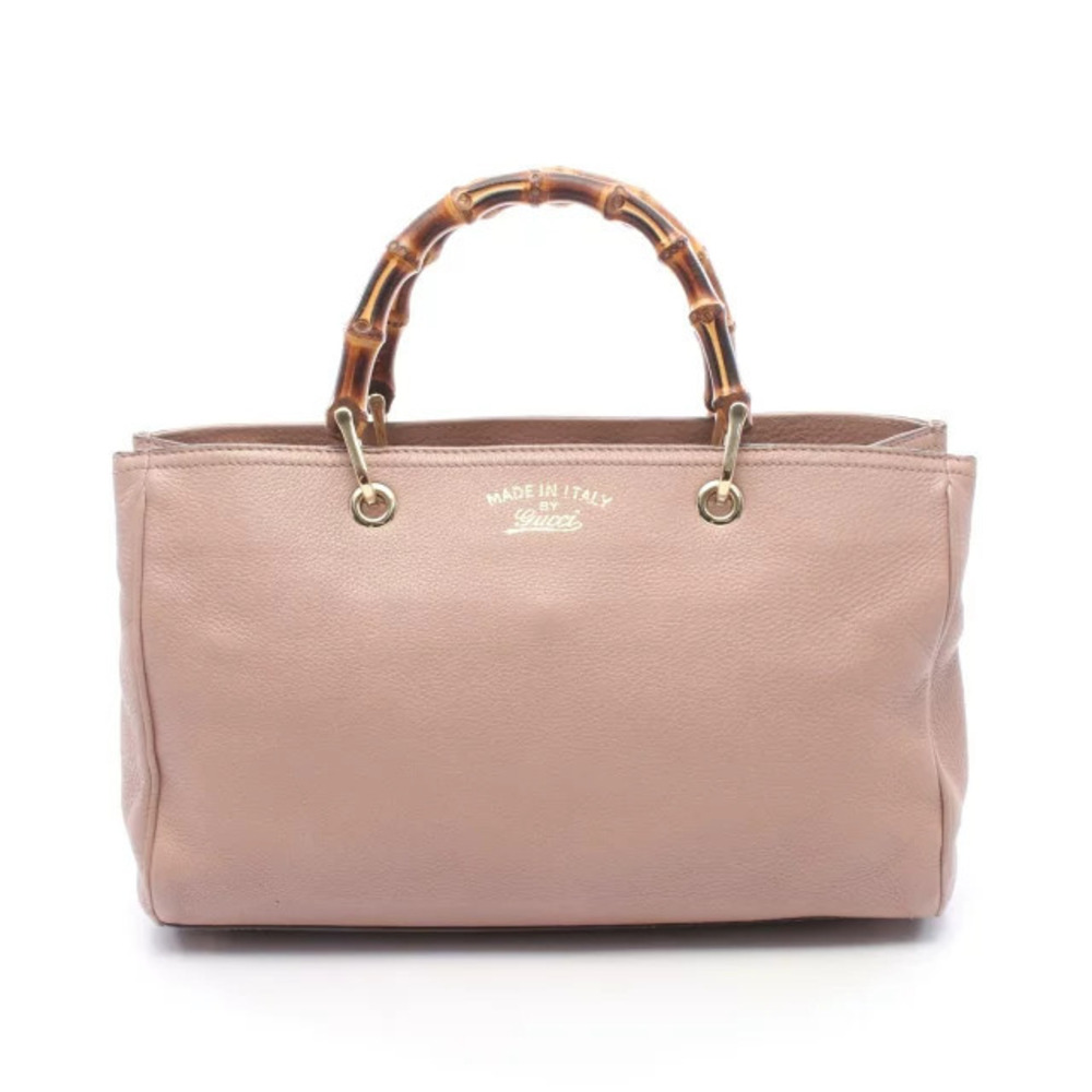 Gucci Bamboo Shopper Tote Bag Leather Pink